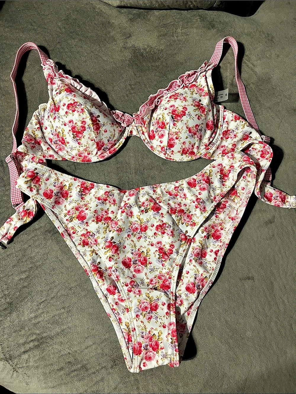 Floral Bikini Set in Pink & White